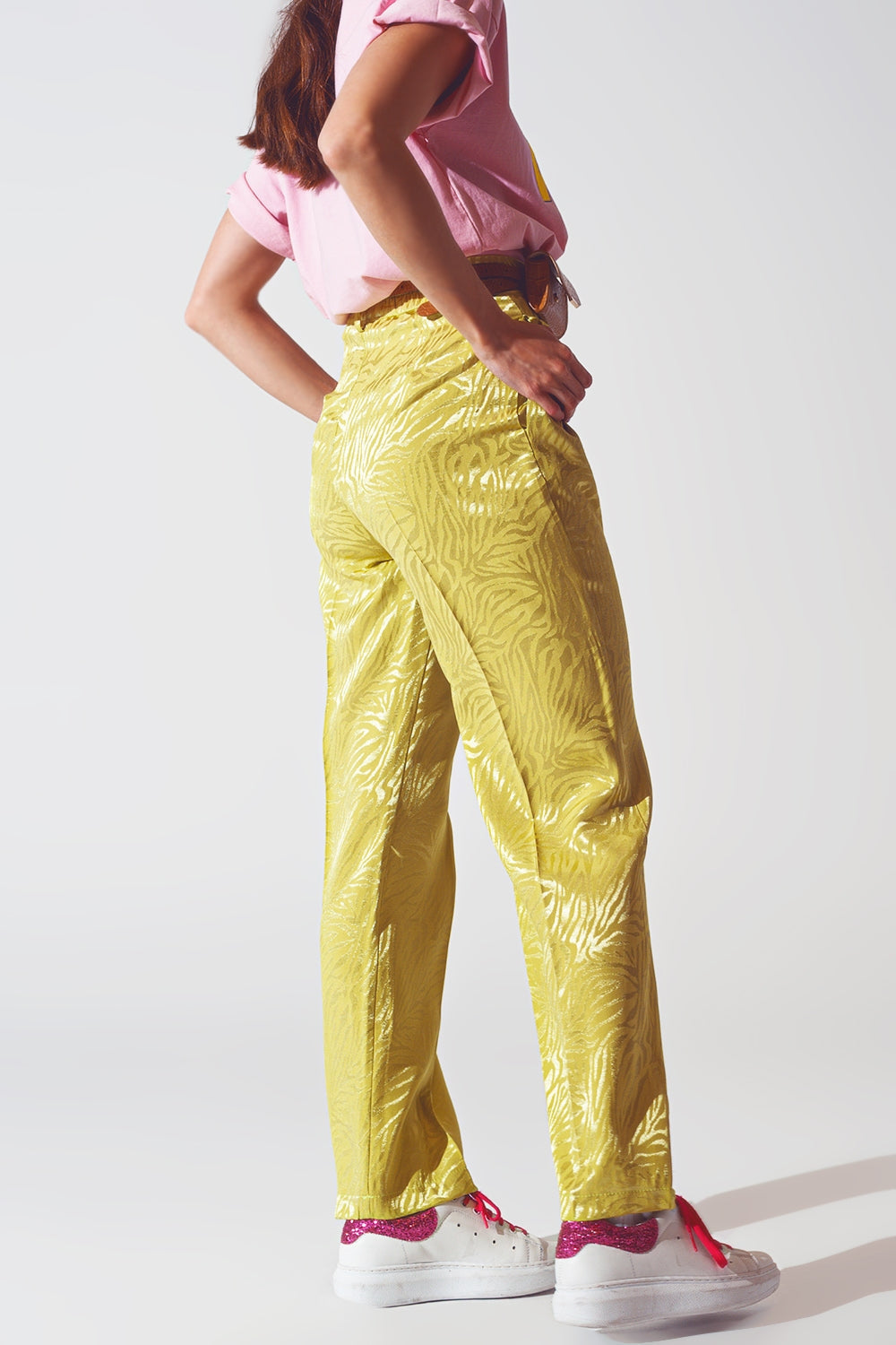 Pantalones holgados con estampado de cebra en color verde
