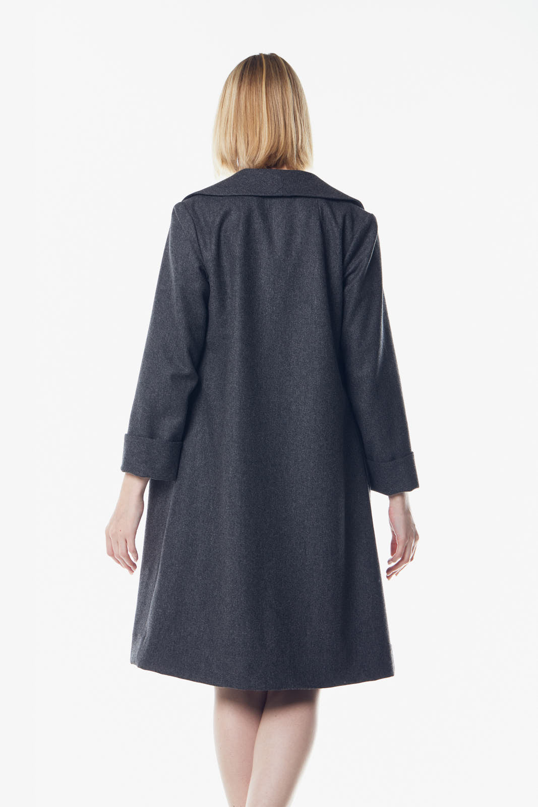 Power Woman - Chaqueta larga de franela peinada - Gris oscuro