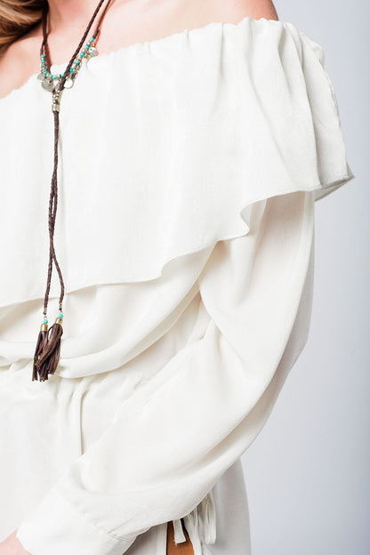 Blusa beige suave con cordón