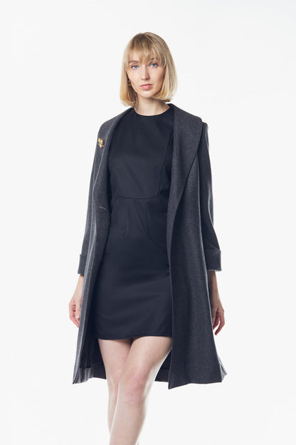 Power Woman - Chaqueta larga de franela peinada - Gris oscuro