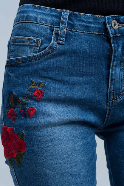 Vaqueros pitillo con detalle bordado