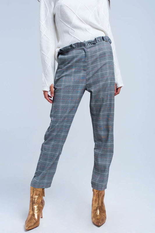 Pantalones con estampado de tartán rojo