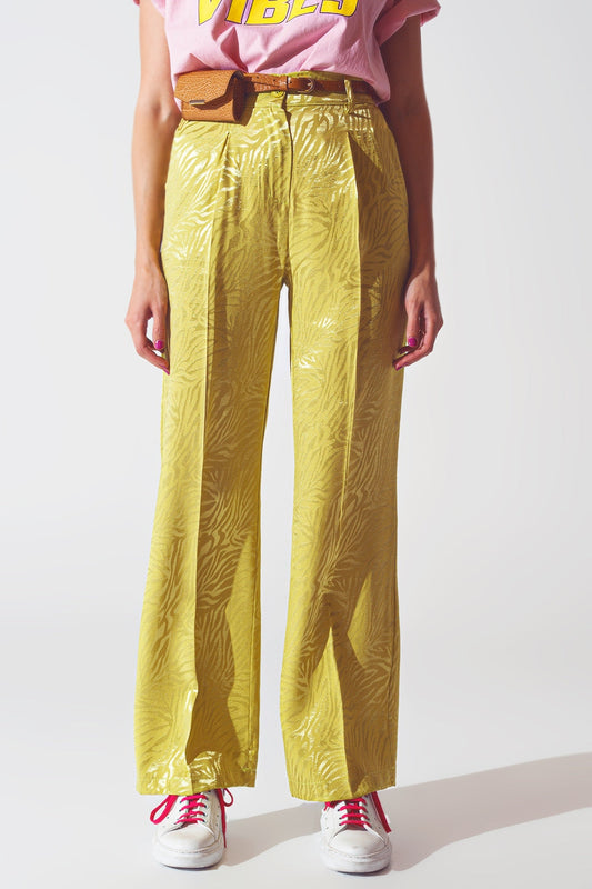 Pantalones holgados con estampado de cebra en color verde