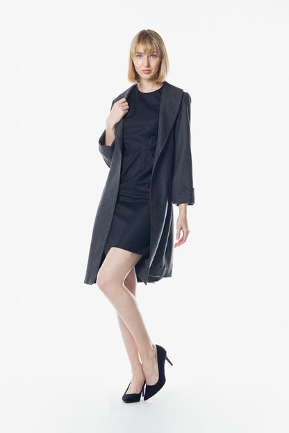 Power Woman - Chaqueta larga de franela peinada - Gris oscuro