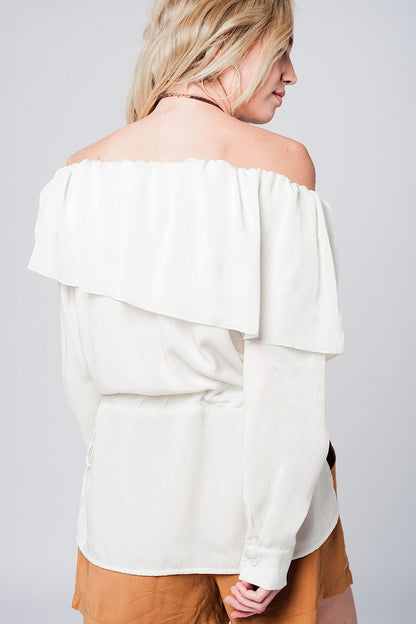 Blusa beige suave con cordón