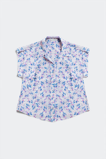 Purple Blouse With Pockets and Floral Print